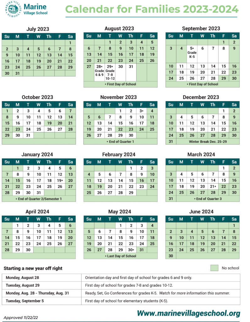 MVS 2023-2024 Calendar